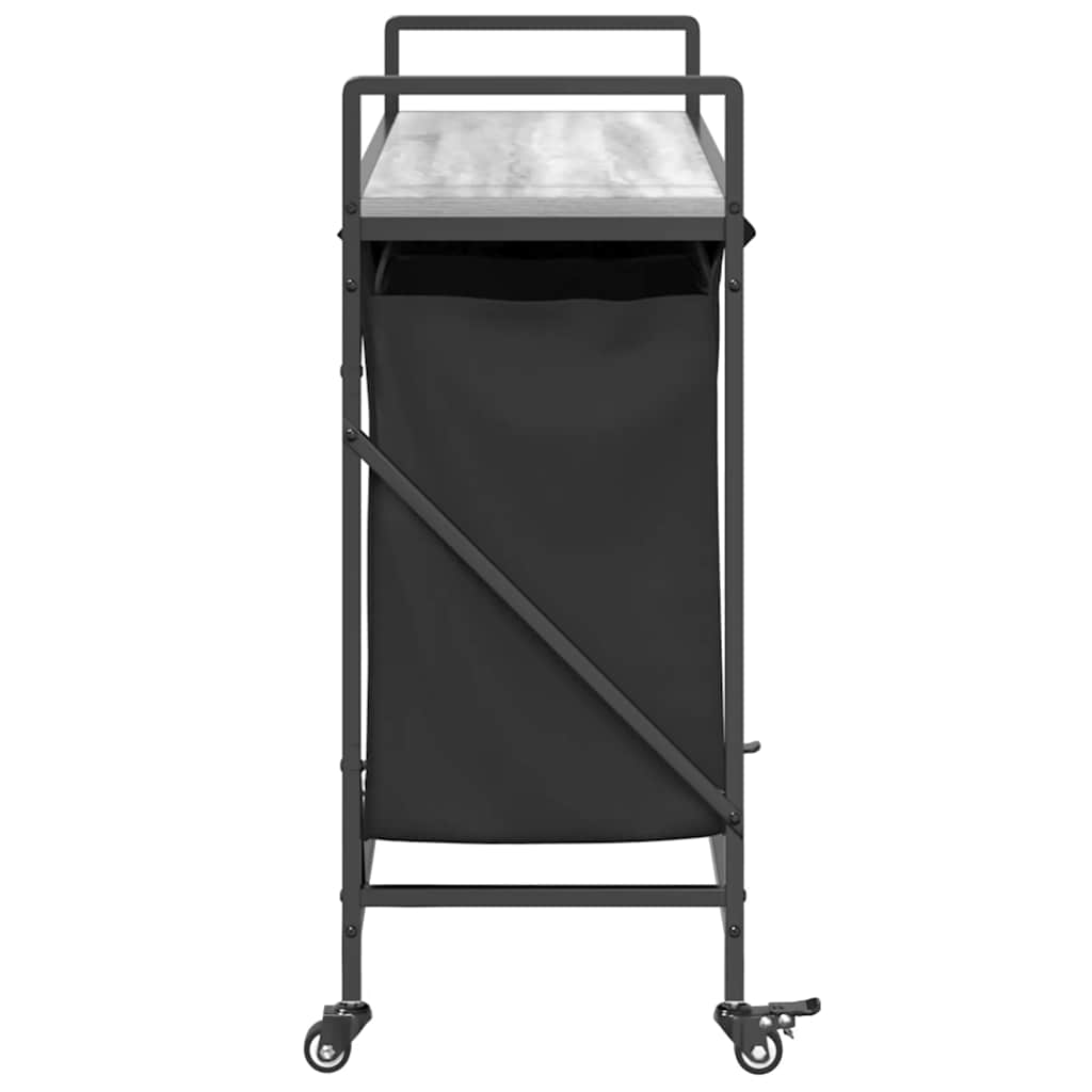 vasketøjskurv 3 rum med hjul grå sonoma-eg