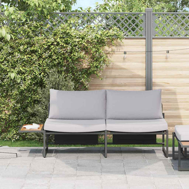 Havemøbelsofa med pude Lysegrå 200,5 x 70 x 85,5 cm Stål