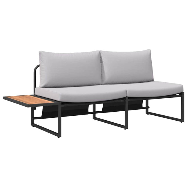 Havemøbelsofa med pude Lysegrå 200,5 x 70 x 85,5 cm Stål