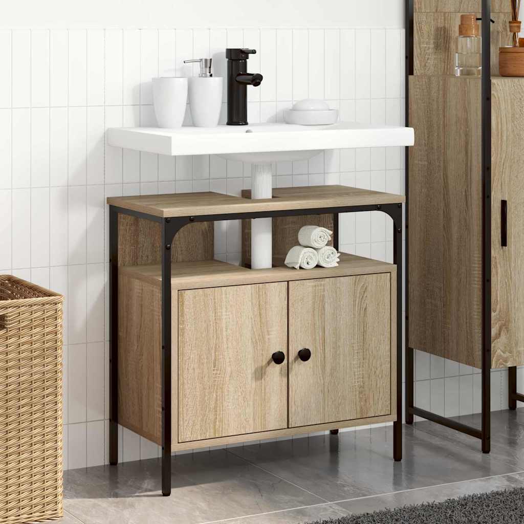 Badeværelsesskab med 2 døre - beige, 60 × 30 × 60 cm, konstrueret træ