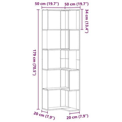 Bogreol 5 niveauer 50 x 50 x 179 cm Sort eg