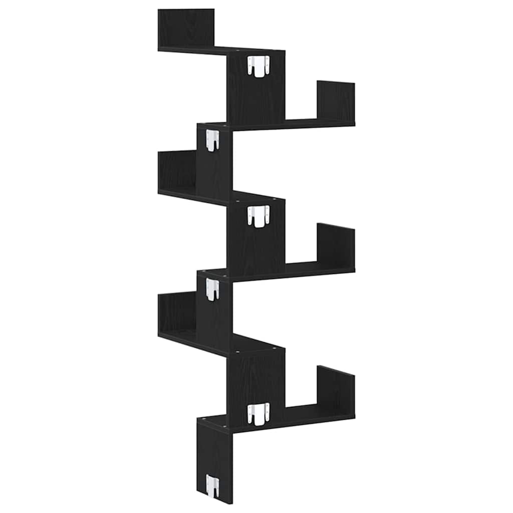 Væg Hjørneshylde med hylde Sort eg 45 x 45 x 147 cm