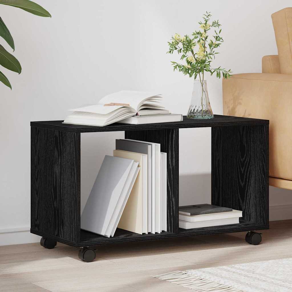 Endebord Med Hylde Sort Eg 72 X 33 X 42,5 Cm Konstrueret Træ - Vidaxl