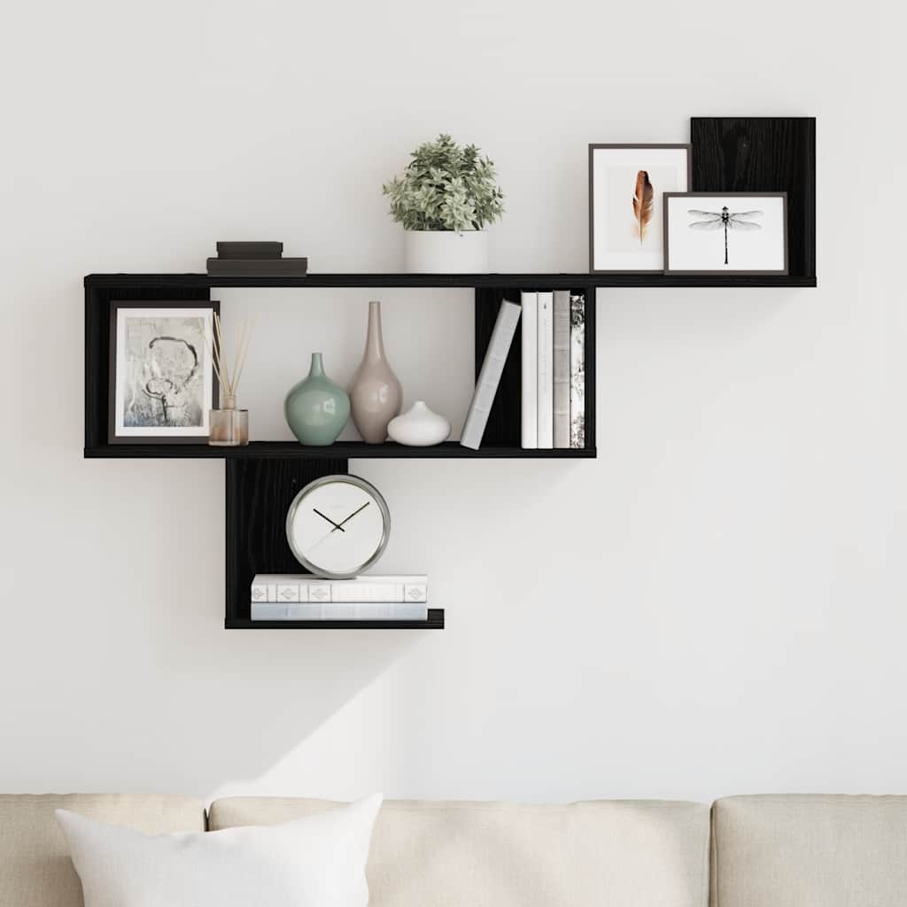 væghylde 100x15x70 cm konstrueret træ sort egetræsfarve