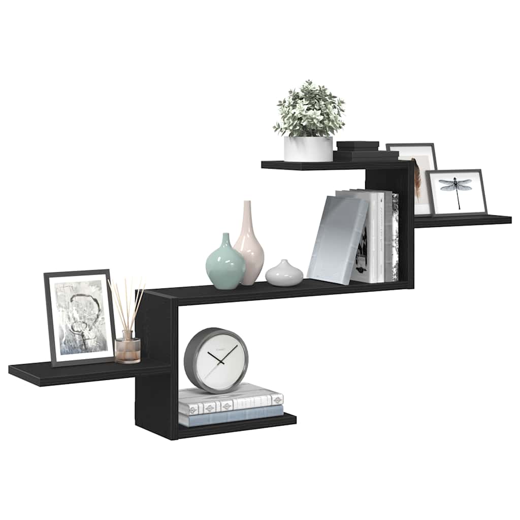 væghylde 104x15x49 cm konstrueret træ sort egetræsfarve