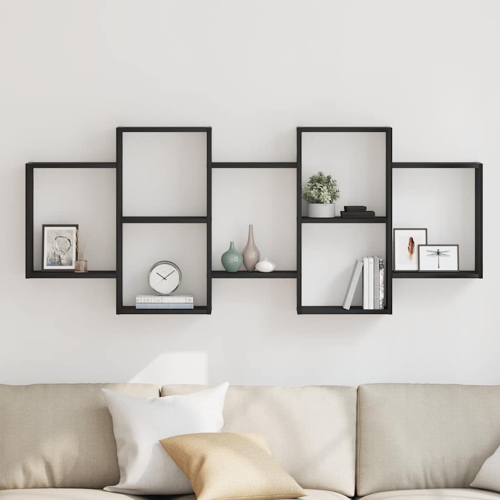 væghylde 159x18x65 cm konstrueret træ sort egetræsfarve