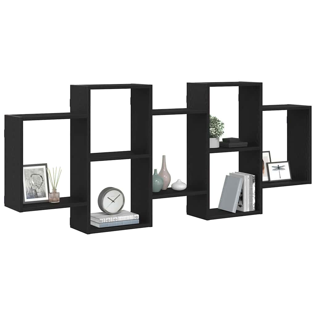 væghylde 159x18x65 cm konstrueret træ sort egetræsfarve