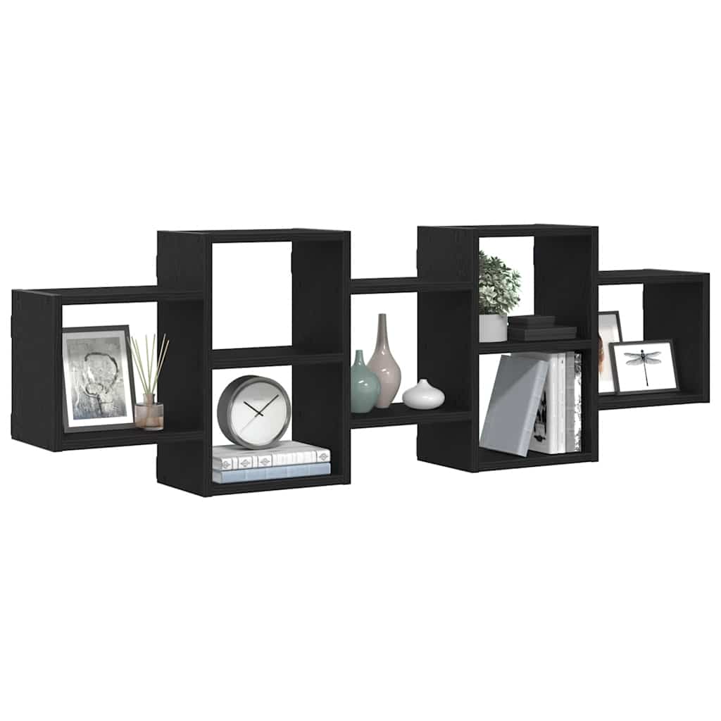 væghylde 129x18x42 cm konstrueret træ sort egetræsfarve