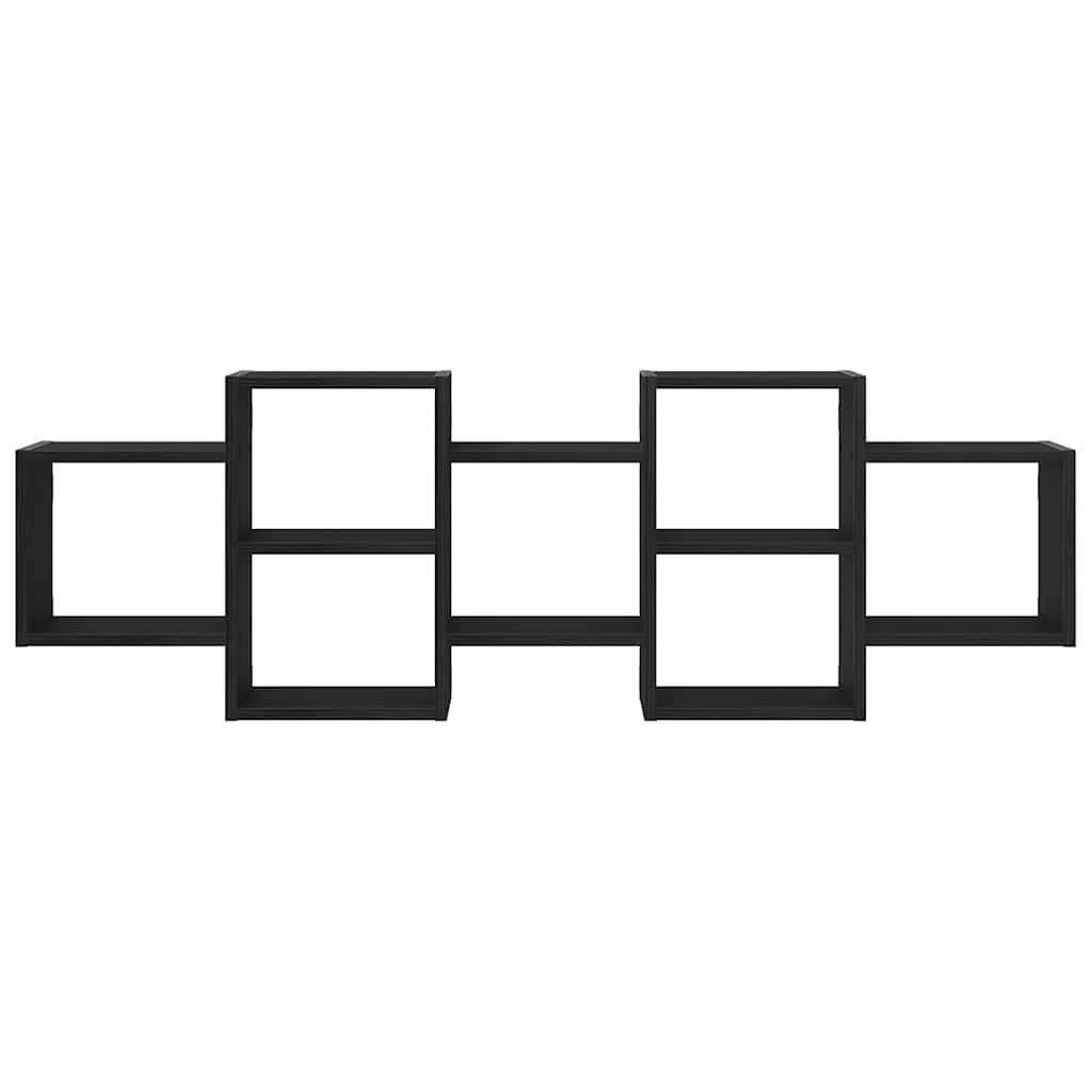 væghylde 129x18x42 cm konstrueret træ sort egetræsfarve