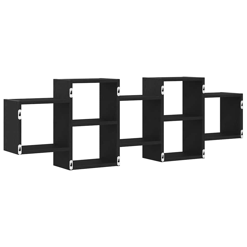 væghylde 129x18x42 cm konstrueret træ sort egetræsfarve