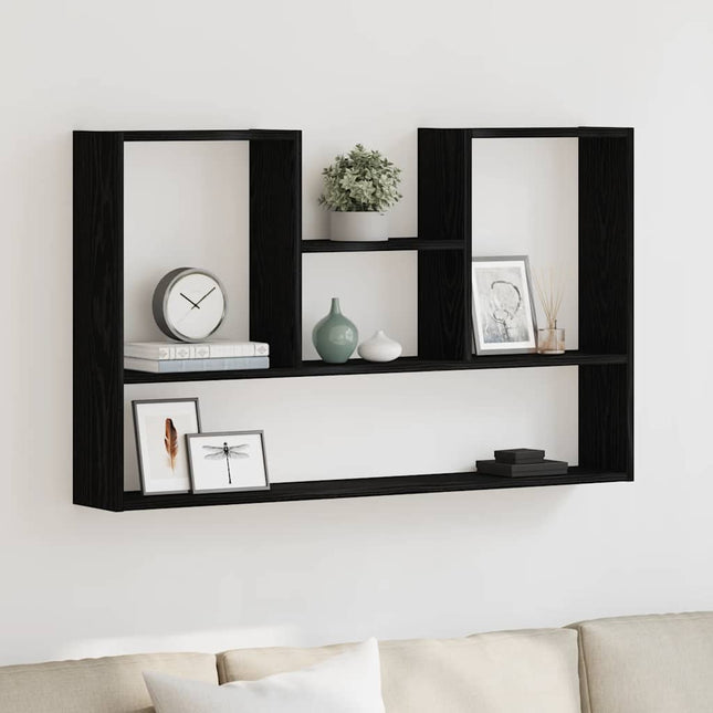 vægreol 99x15x60 cm konstrueret træ sort egetræsfarve