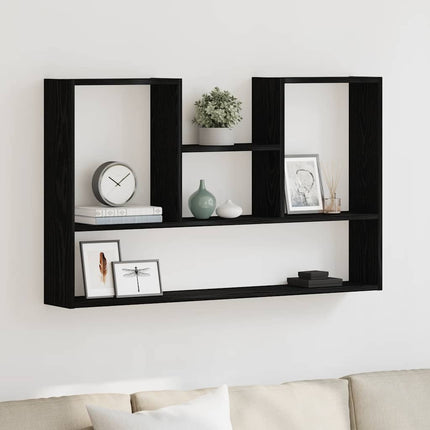 vægreol 99x15x60 cm konstrueret træ sort egetræsfarve