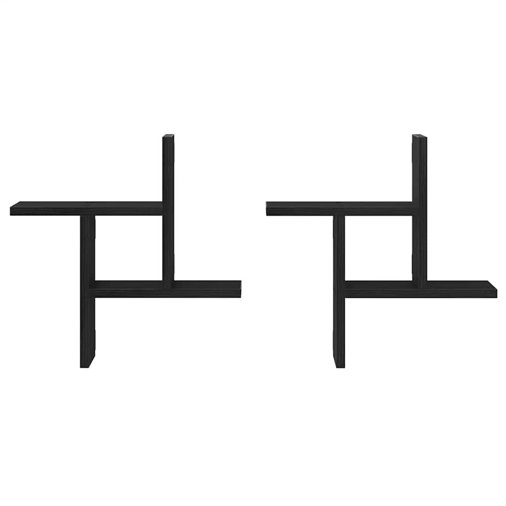 væghylder 2 stk. 38x12x38 cm konstrueret træ sort egetræsfarve