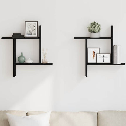 væghængte kubehylder 2 stk. 50x12x50 cm konstrueret træ sort eg
