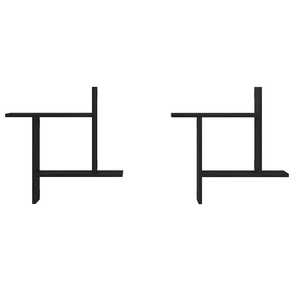 væghængte kubehylder 2 stk. 50x12x50 cm konstrueret træ sort eg