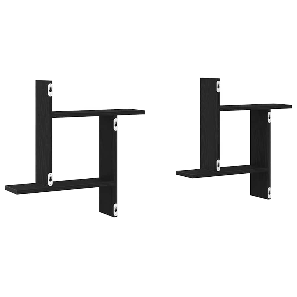 væghængte kubehylder 2 stk. 50x12x50 cm konstrueret træ sort eg