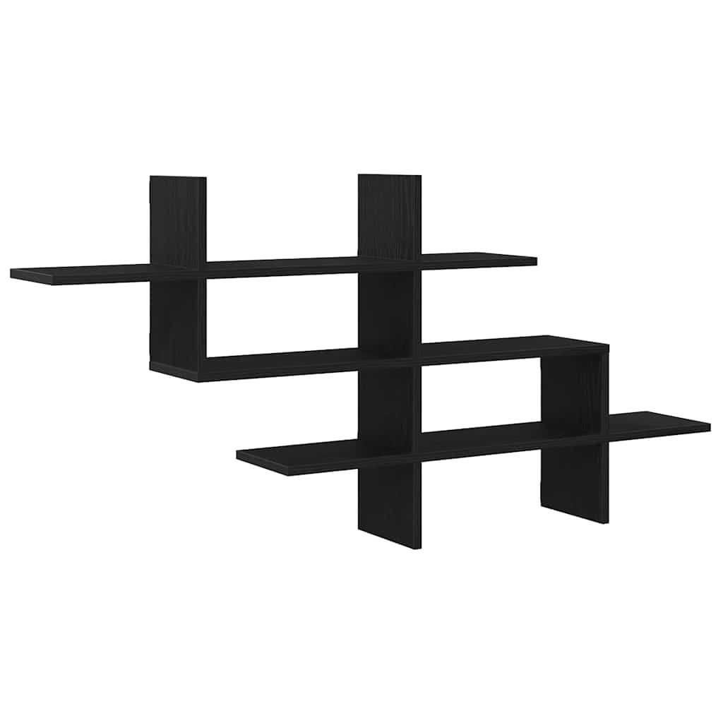 væghylde 124,5x18x60,5 cm konstrueret træ sort egetræsfarve