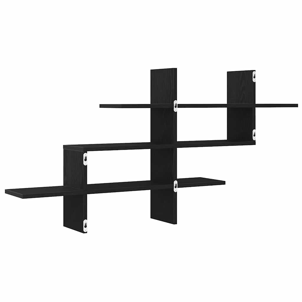 væghylde 124,5x18x60,5 cm konstrueret træ sort egetræsfarve