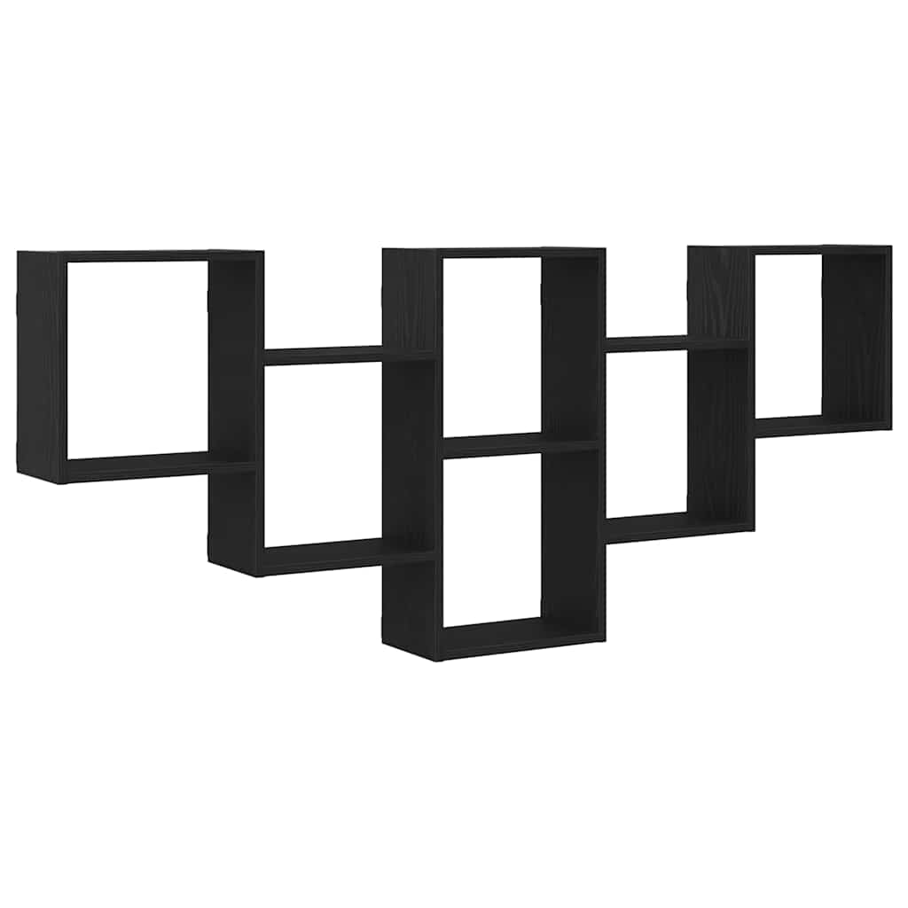 væghylde 159x18x66 cm konstrueret træ sort egetræsfarve