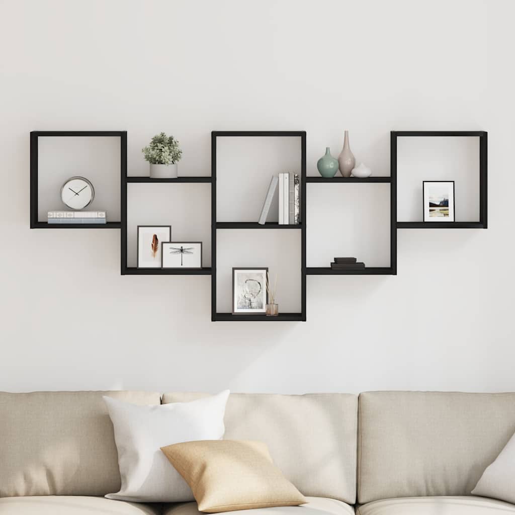 væghylde 159x18x66 cm konstrueret træ sort egetræsfarve