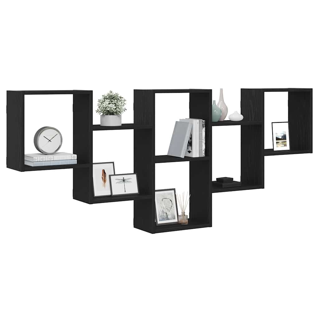 væghylde 159x18x66 cm konstrueret træ sort egetræsfarve