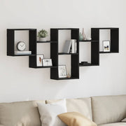 væghylde 159x18x66 cm konstrueret træ sort egetræsfarve