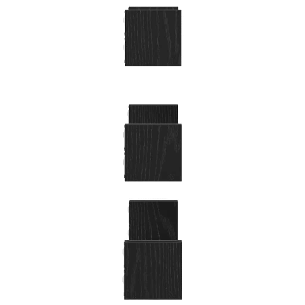 væghylder 3 stk. konstrueret træ sort egetræsfarve