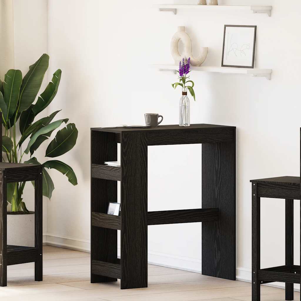 barbord m. stativer 90x40x103,5 cm konstrueret træ sort egetræ billede