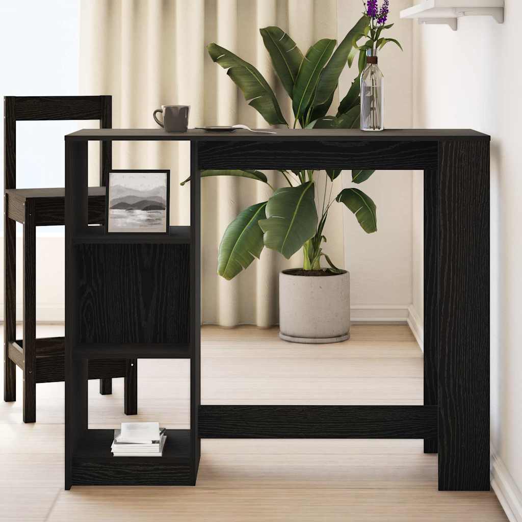 Barbord med hylde Sort eg 124 x 46 x 103.5 cm Konstrueret træ