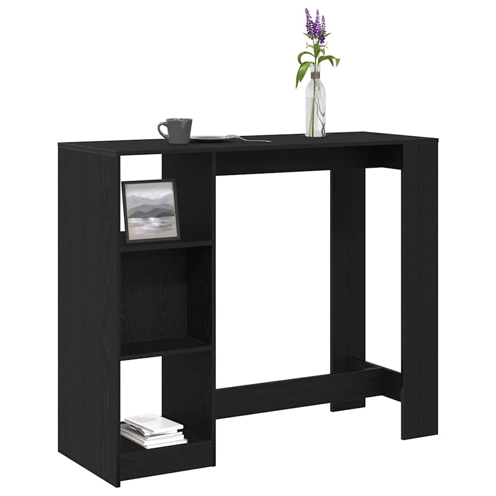 Barbord med hylde Sort eg 124 x 46 x 103.5 cm Konstrueret træ