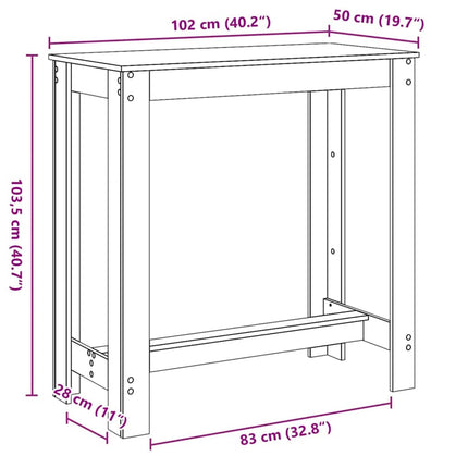 Barbord 102 x 50 x 103.5 cm Konstrueret træ Sort eg Rektangulær