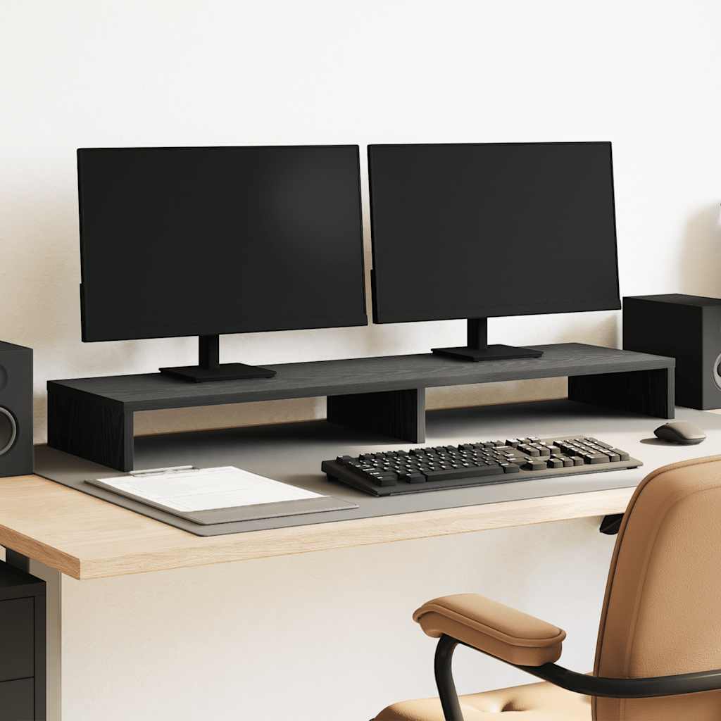 skærmholder 100x27x10 cm konstrueret træ sort egetræsfarve