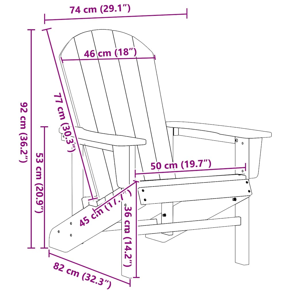 Adirondack-stol Hvid 82 x 74 x 92 cm HDPE
