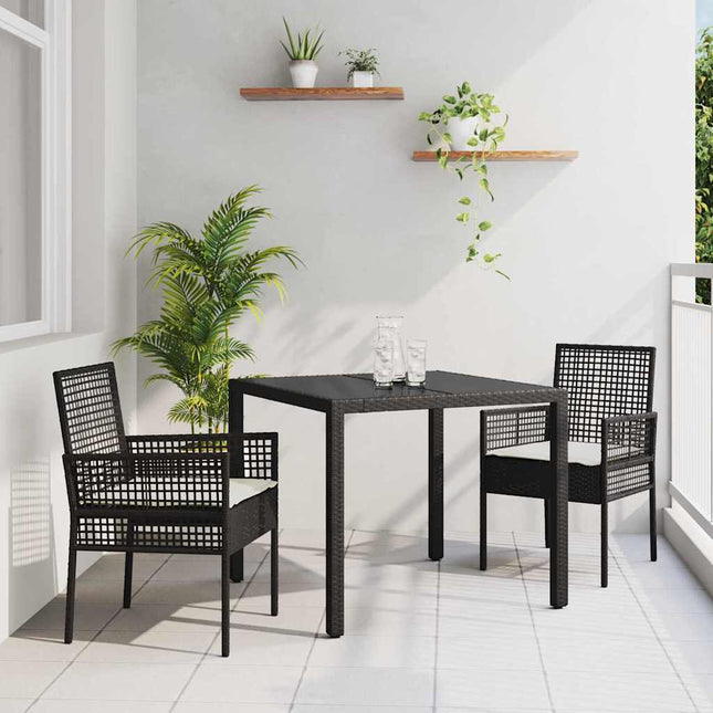 Have Spisebordssæt 3 pcs Sort polyrattan