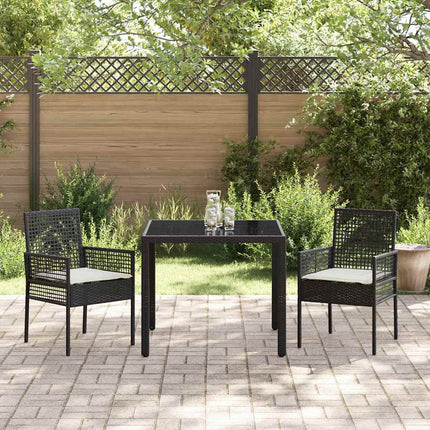 Have Spisebordssæt 3 pcs Sort polyrattan