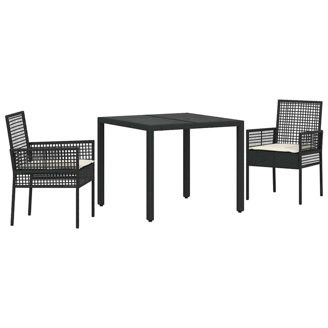 Have Spisebordssæt 3 pcs Sort polyrattan