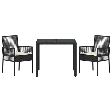 Have Spisebordssæt 3 pcs Sort polyrattan