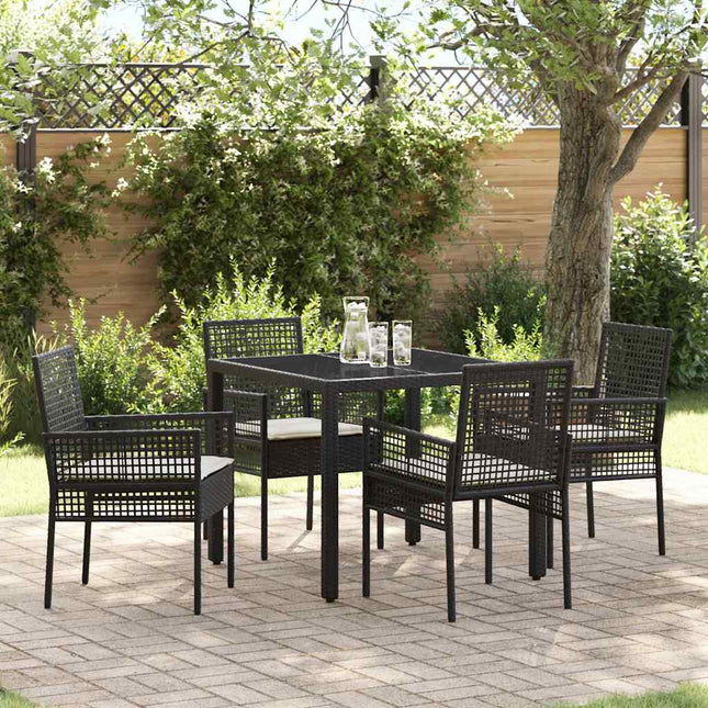 Have Spisebordssæt 5 stk. Sort polyrattan
