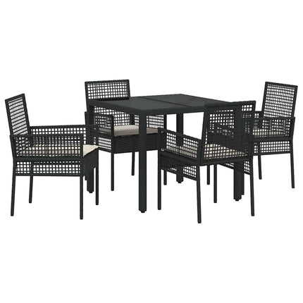 Have Spisebordssæt 5 pcs Sort polyrattan