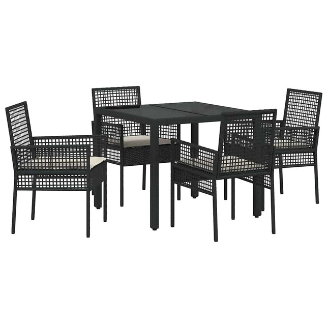 Have Spisebordssæt 5 stk. Sort polyrattan