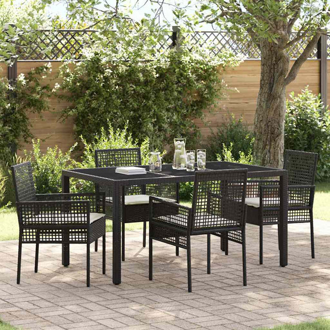 Have Spisebordssæt 5 stk. Sort polyrattan