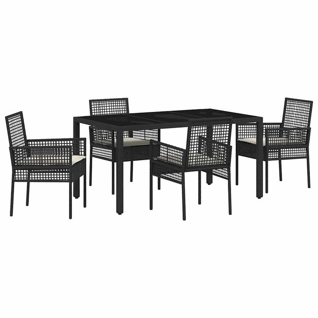Have Spisebordssæt 5 stk. Sort polyrattan
