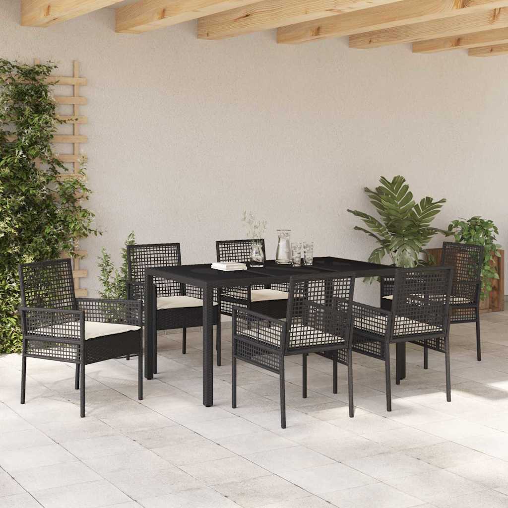 Have Spisebordssæt 7 pcs Sort polyrattan