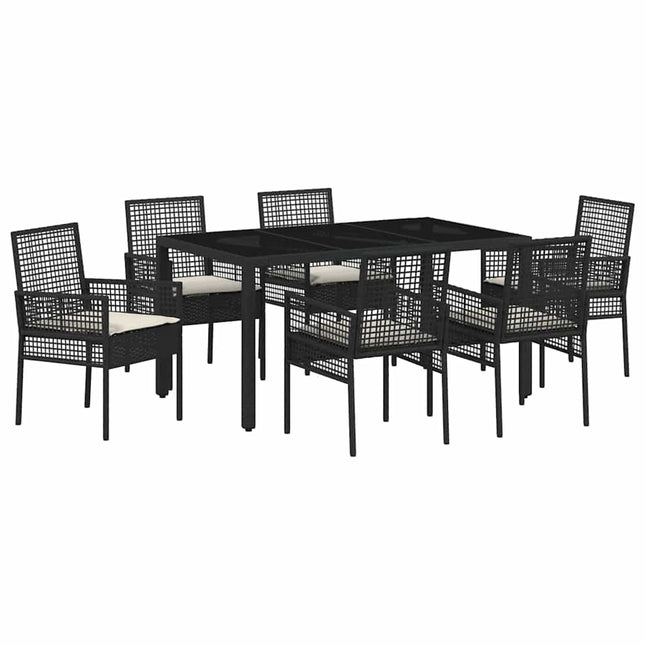 Have Spisebordssæt 7 stk. Sort polyrattan