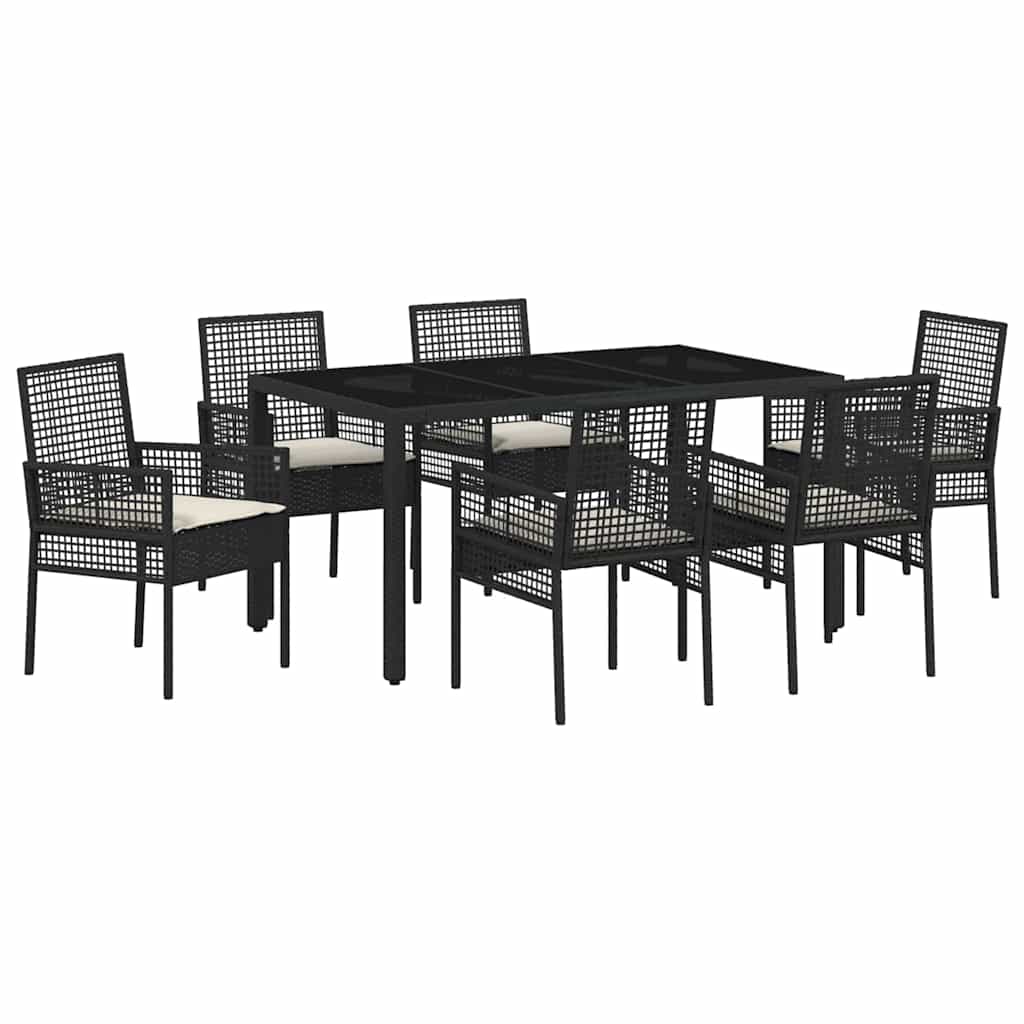 Have Spisebordssæt 7 pcs Sort polyrattan