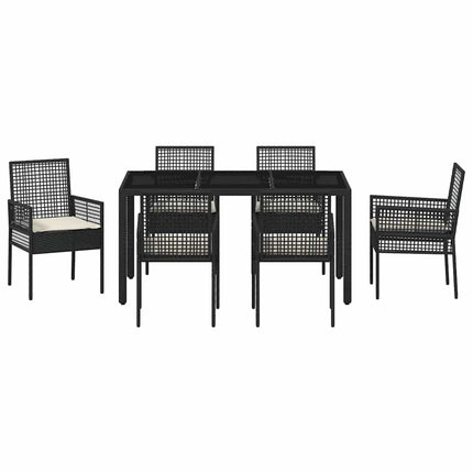 Have Spisebordssæt 7 stk. Sort polyrattan