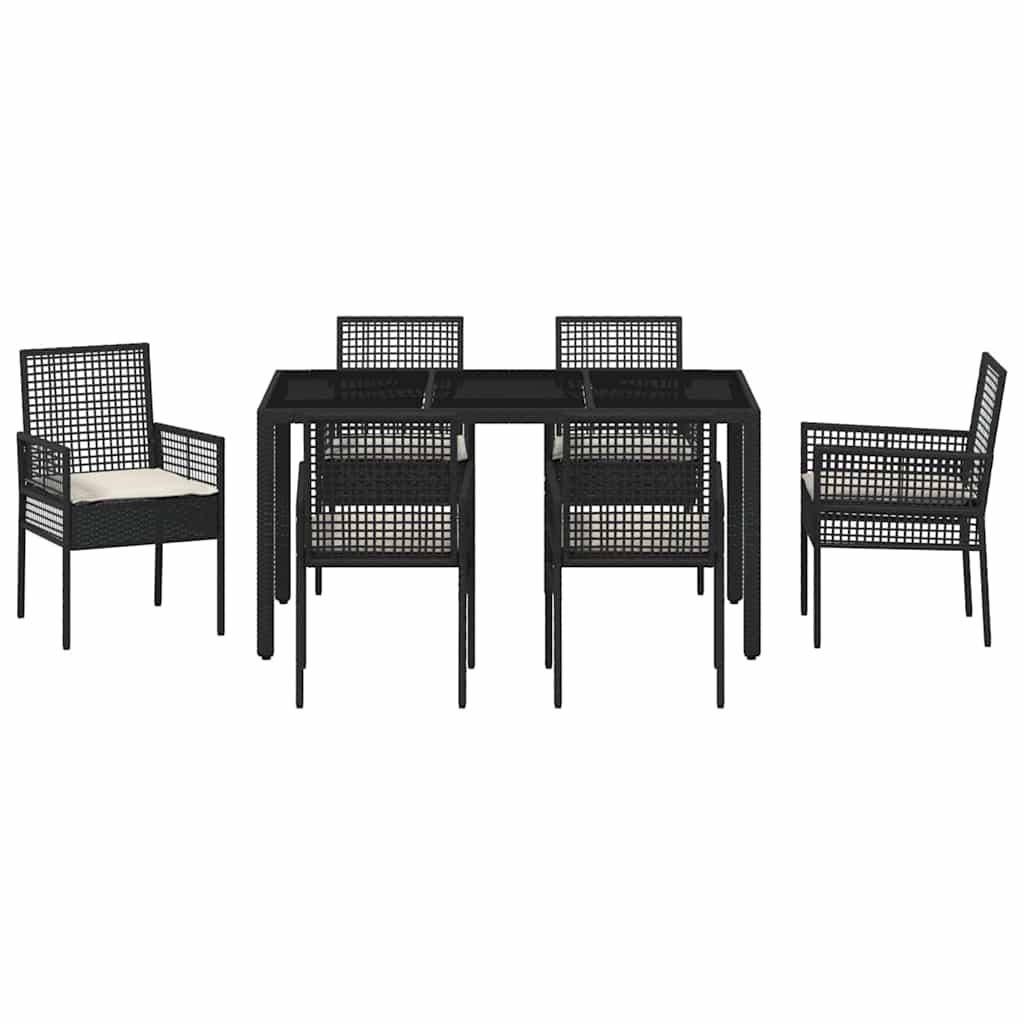 Have Spisebordssæt 7 pcs Sort polyrattan