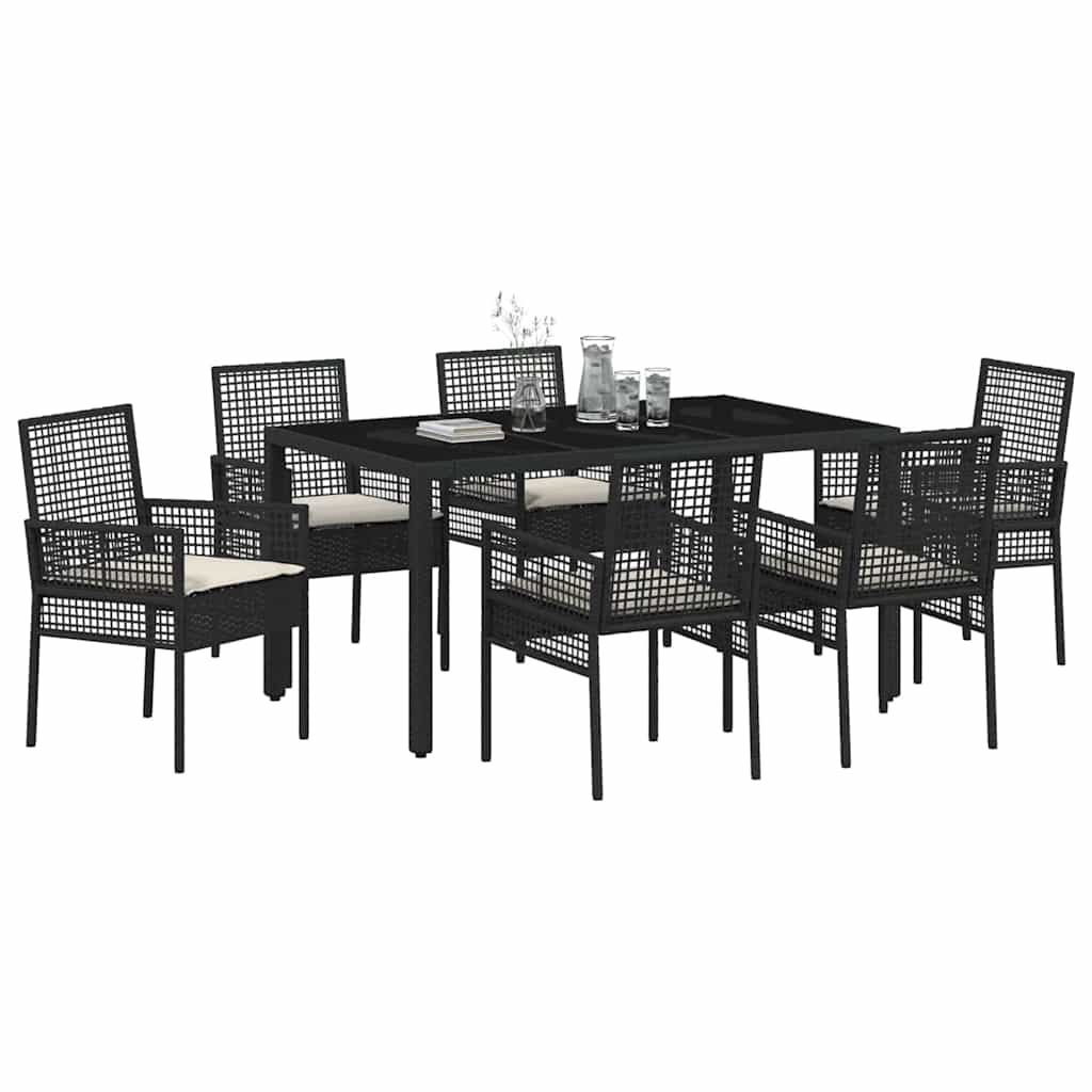 Have Spisebordssæt 7 pcs Sort polyrattan
