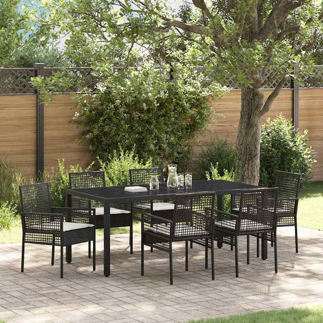 Have Spisebordssæt 7 stk. Sort polyrattan