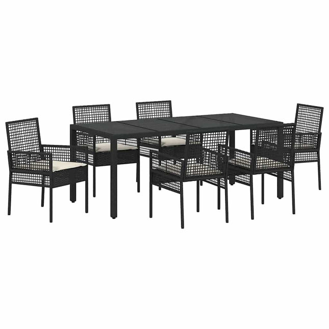Have Spisebordssæt 7 stk. Sort polyrattan